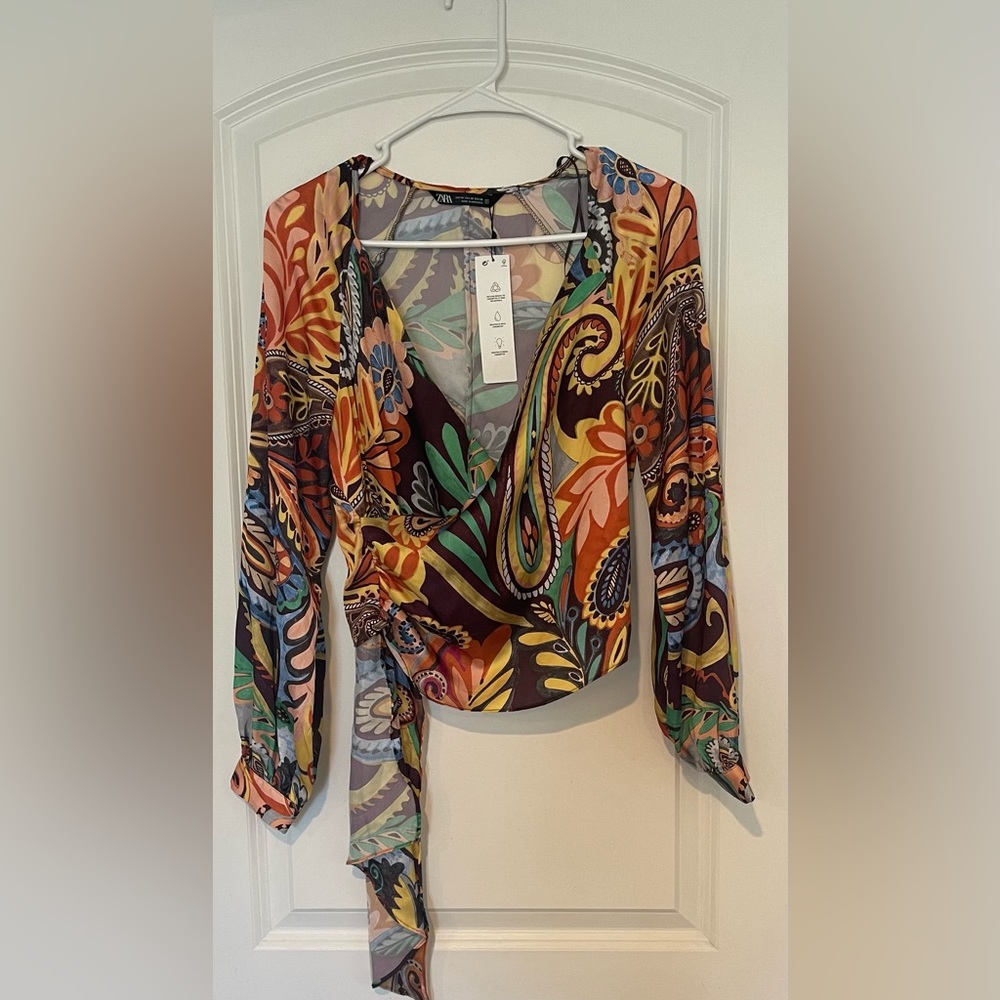 3/$25 Zara satin effect faux wrap top - Picture 7 of 8